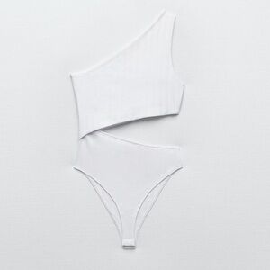 Zara White Asymmetrical Bodysuit